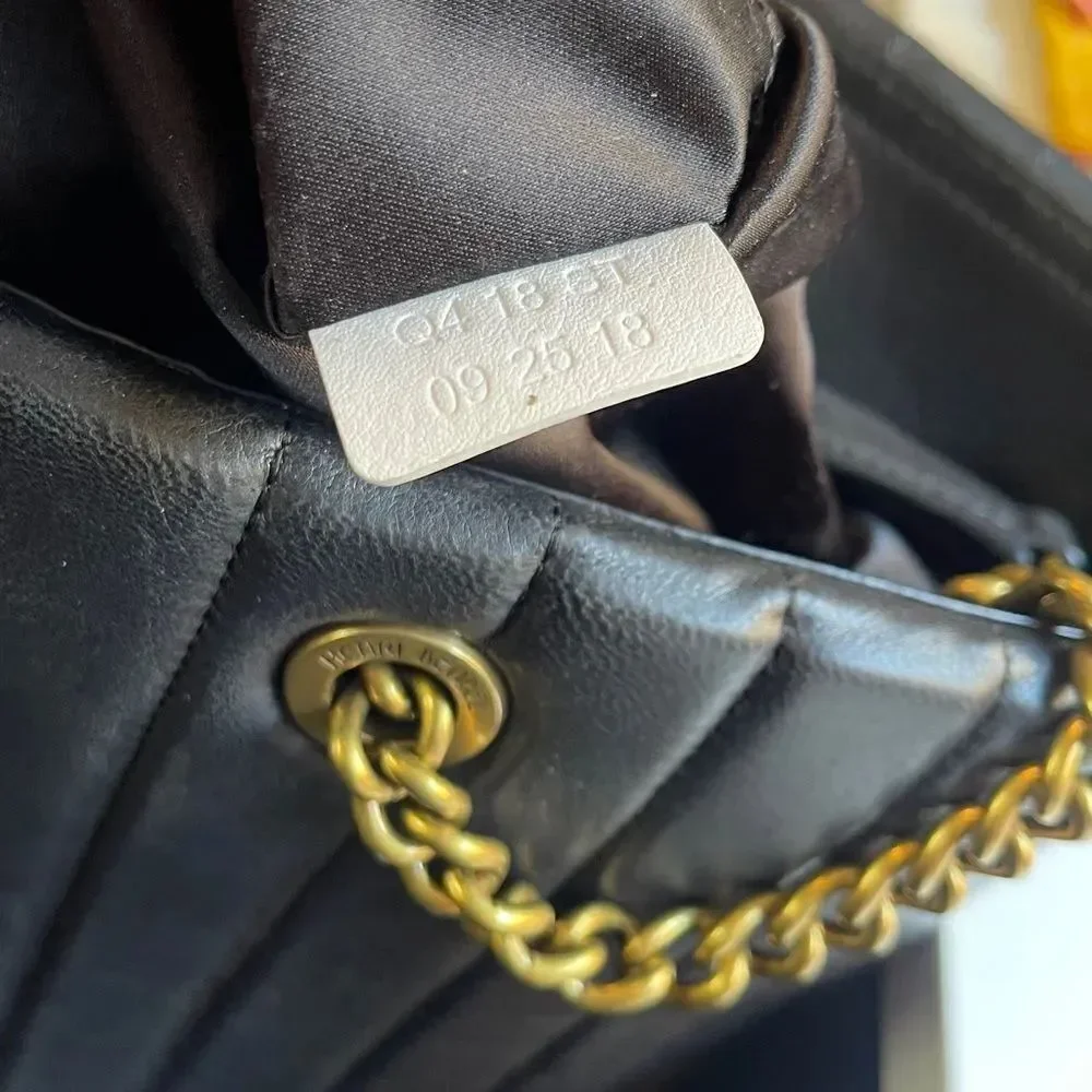 Henri Bendel Black Quilted Laptop Bag with chain handles